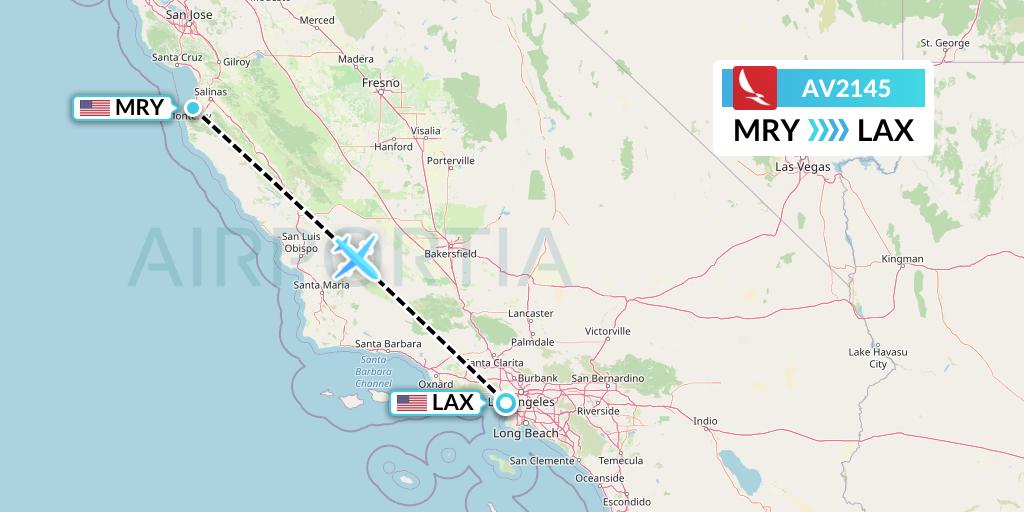 AV2145 Avianca Flight Map: Monterey to Los Angeles