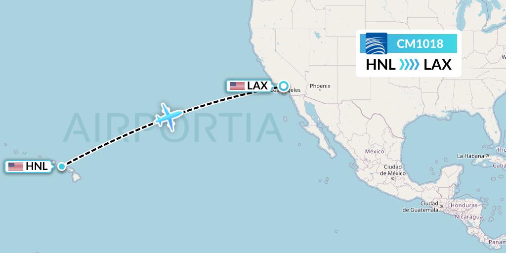 CM1018 Copa Airlines Flight Map: Honolulu to Los Angeles