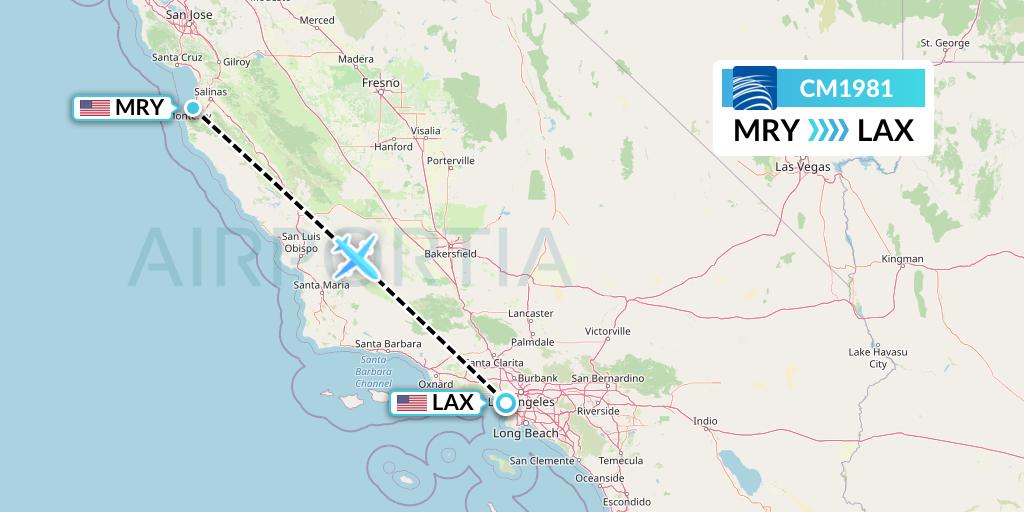 CM1981 Copa Airlines Flight Map: Monterey to Los Angeles