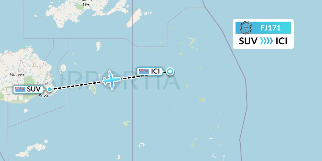 FJ171 Fiji Airways Flight Map: Suva to Cicia