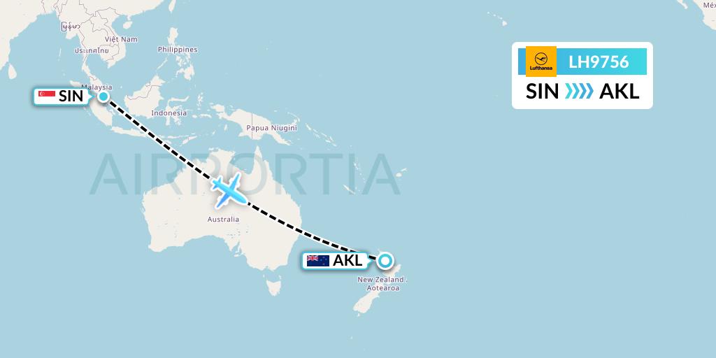 LH9756 Lufthansa Flight Map: Singapore to Auckland