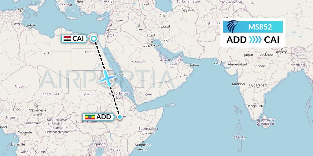 MS852 Flight Status EgyptAir Addis Ababa to Cairo (MSR852)