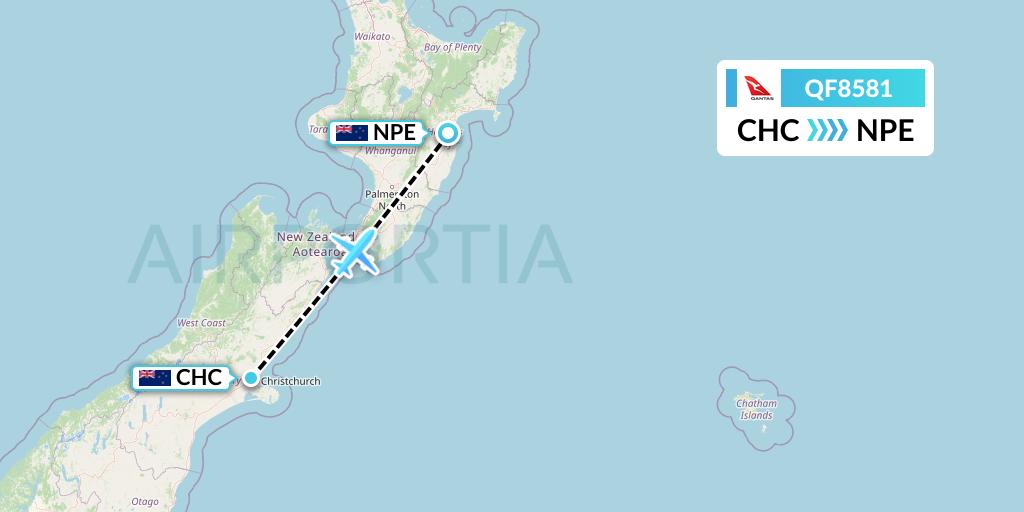 QF8581 Qantas Flight Map: Christchurch to Napier