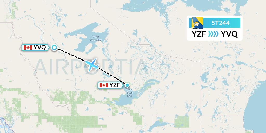 5T244 Canadian North Flight Map: Yellowknife to Norman Wells