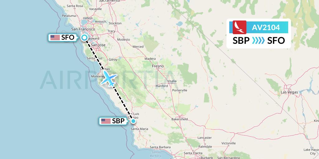 AV2104 Avianca Flight Map: San Luis Obispo to San Francisco