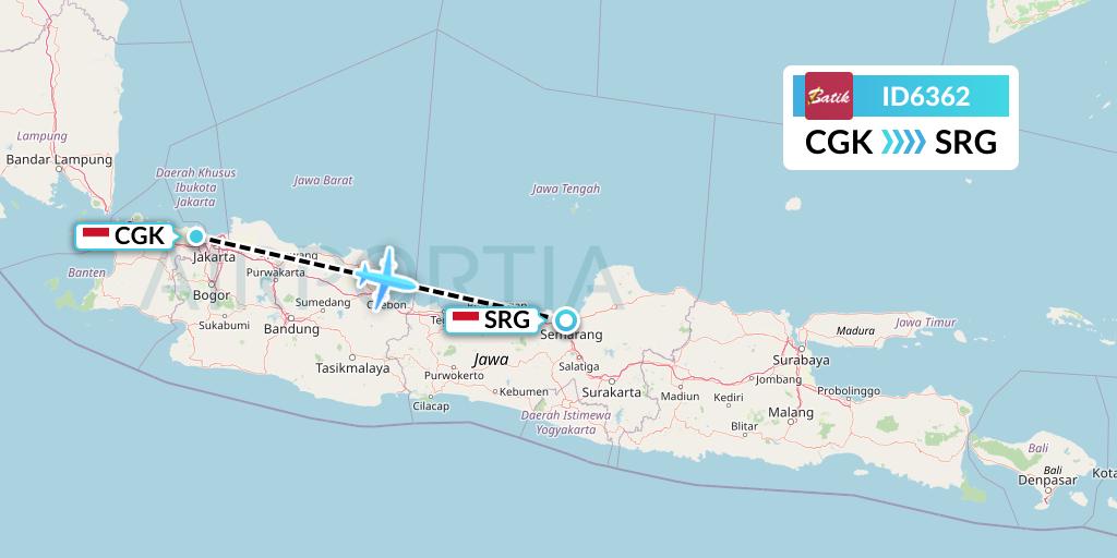 ID6362 Batik Air Flight Map: Jakarta to Semarang
