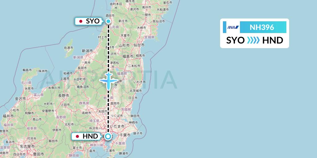 NH396 All Nippon Airways Flight Map: Sakata to Tokyo