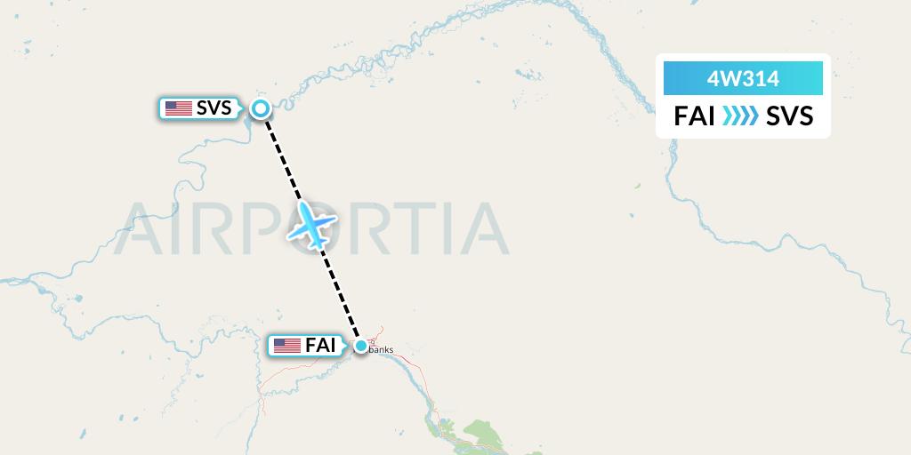 4W314 Warbelows Air Ventures Flight Map: Fairbanks to Stevens Village