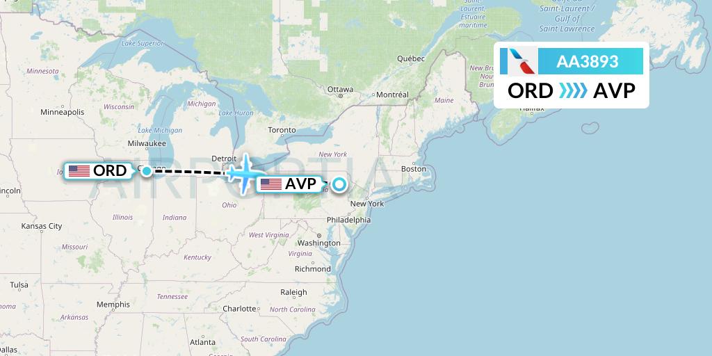 AA3893 Flight Status American Airlines Chicago to Avoca (AAL3893)