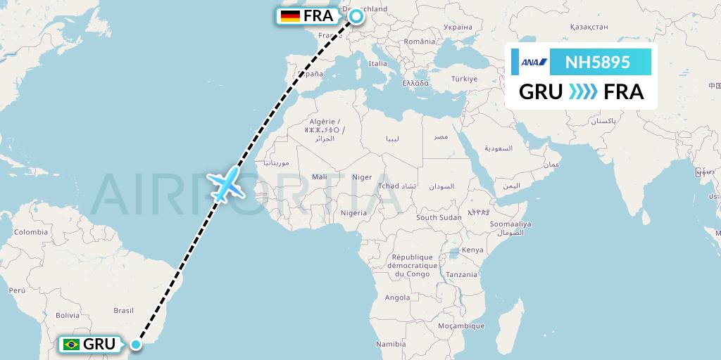 NH5895 All Nippon Airways Flight Map: Sao Paulo to Frankfurt