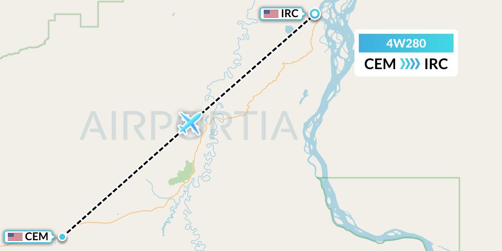 4W280 Warbelows Air Ventures Flight Map: Central to Circle