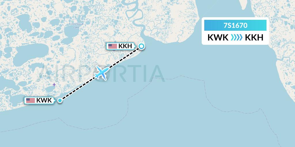 7S1670 Ryan Air (USA) Flight Map: Kwigillingok to Kongiganak