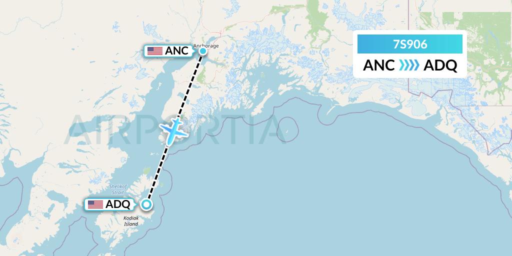 7S906 Ryan Air (USA) Flight Map: Anchorage to Kodiak