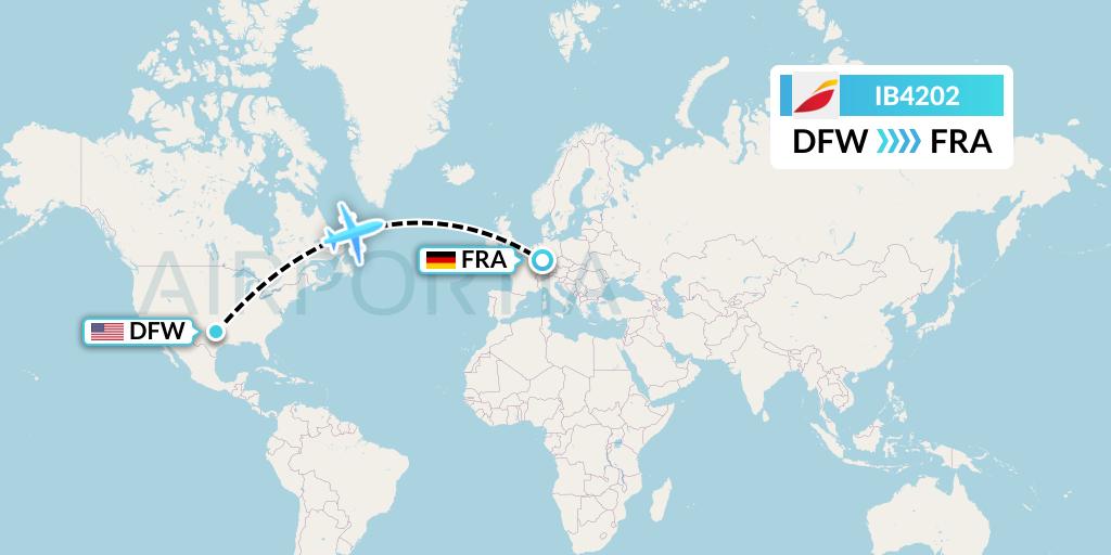 IB4202 Iberia Flight Map: Dallas to Frankfurt