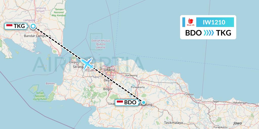 IW1210 Wings Air Flight Map: Bandung to Bandar Lampung