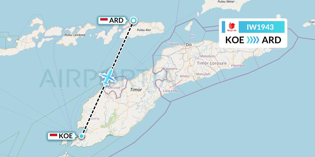 IW1943 Wings Air Flight Map: Kupang to Alor Island