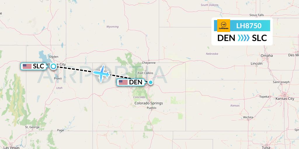 LH8750 Lufthansa Flight Map: Denver to Salt Lake City