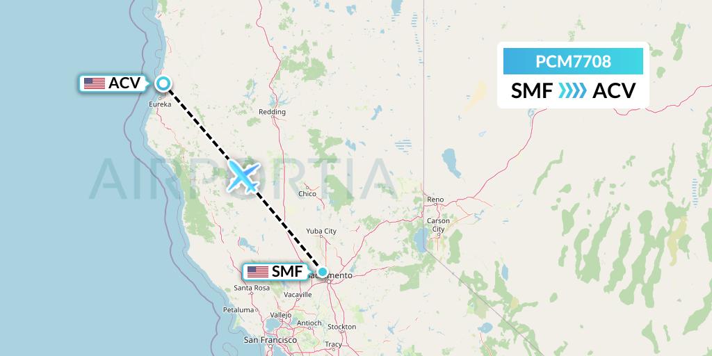 PCM7708 Westair Industries Flight Map: Sacramento to Eureka