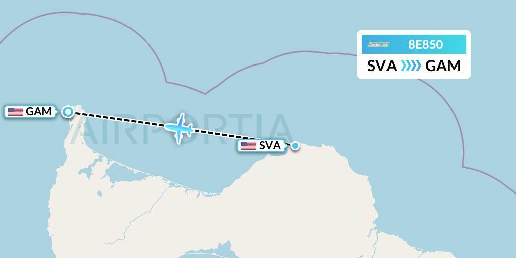 8E850 Bering Air Flight Map: Savoonga to Gambell