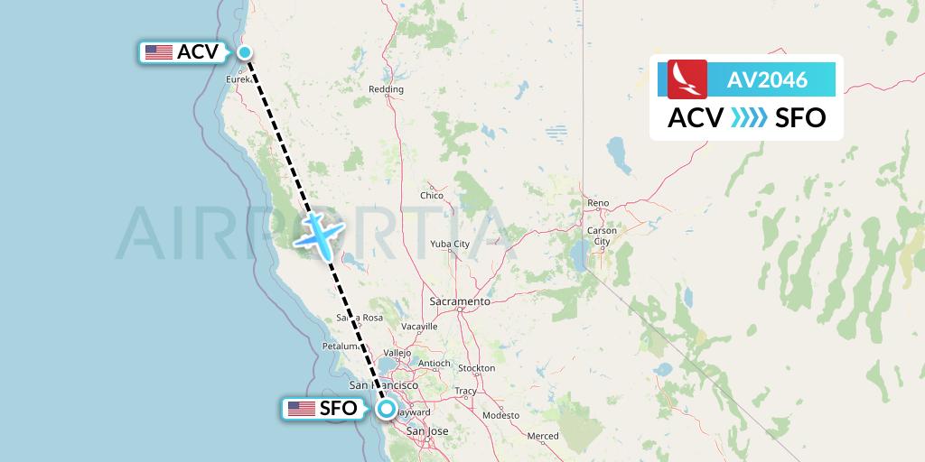 AV2046 Avianca Flight Map: Eureka to San Francisco