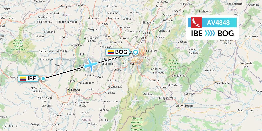 AV4848 Avianca Flight Map: Ibague to Bogota