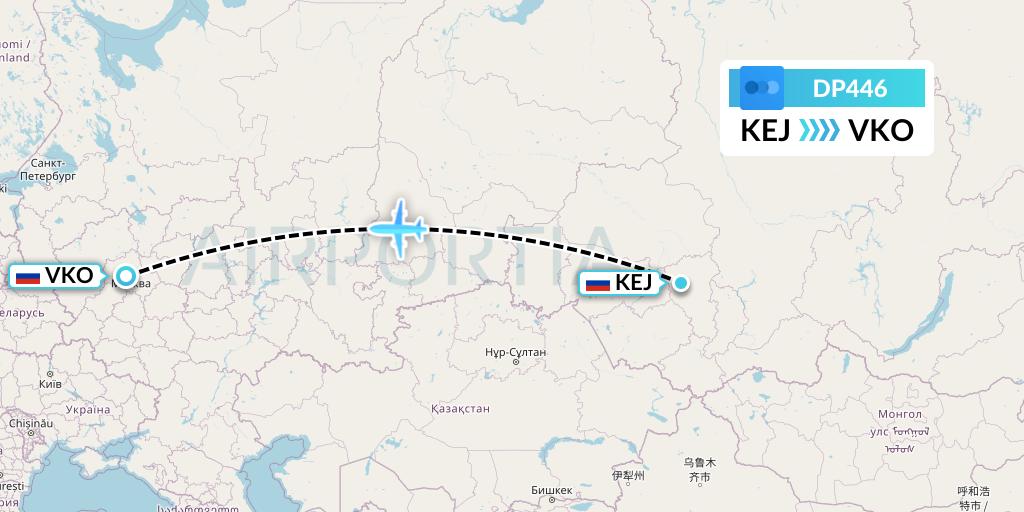 DP446 Pobeda Flight Map: Kemerovo to Moscow