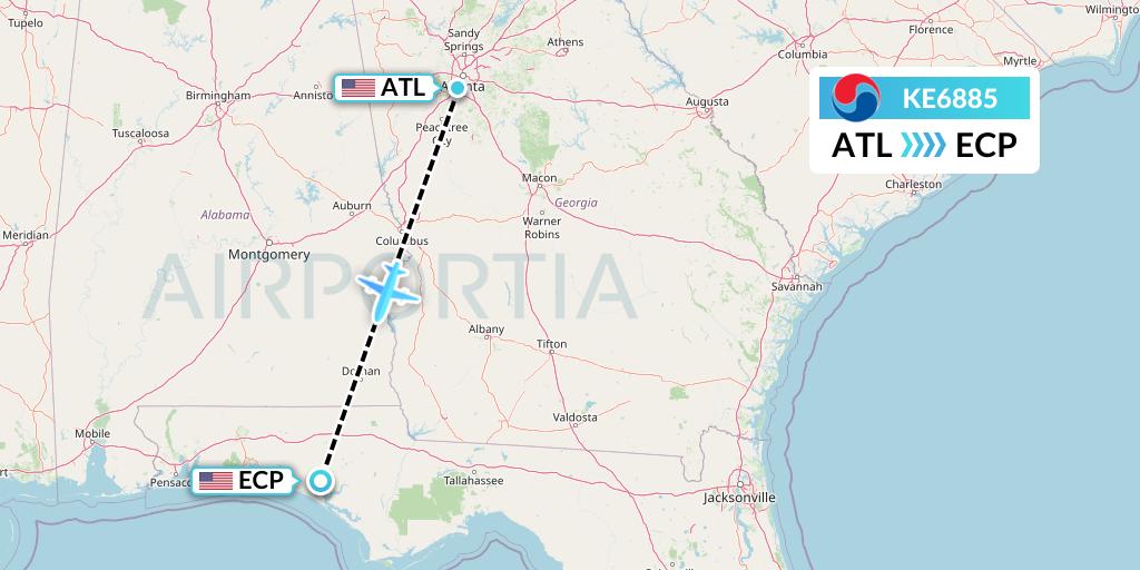 KE6885 Korean Air Flight Map: Atlanta to Panama City