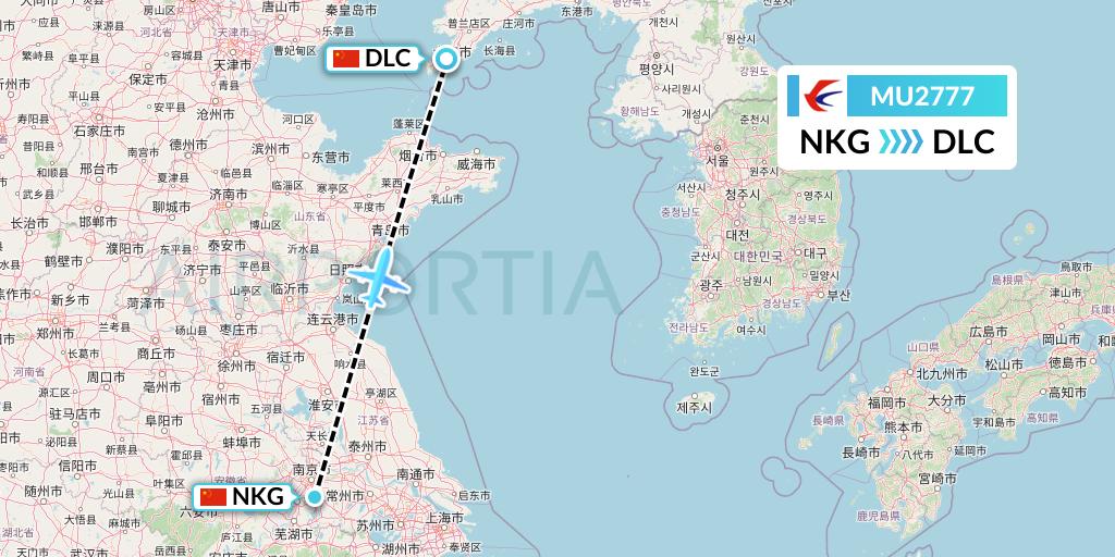 MU2777 China Eastern Airlines Flight Map: Nanjing to Dalian