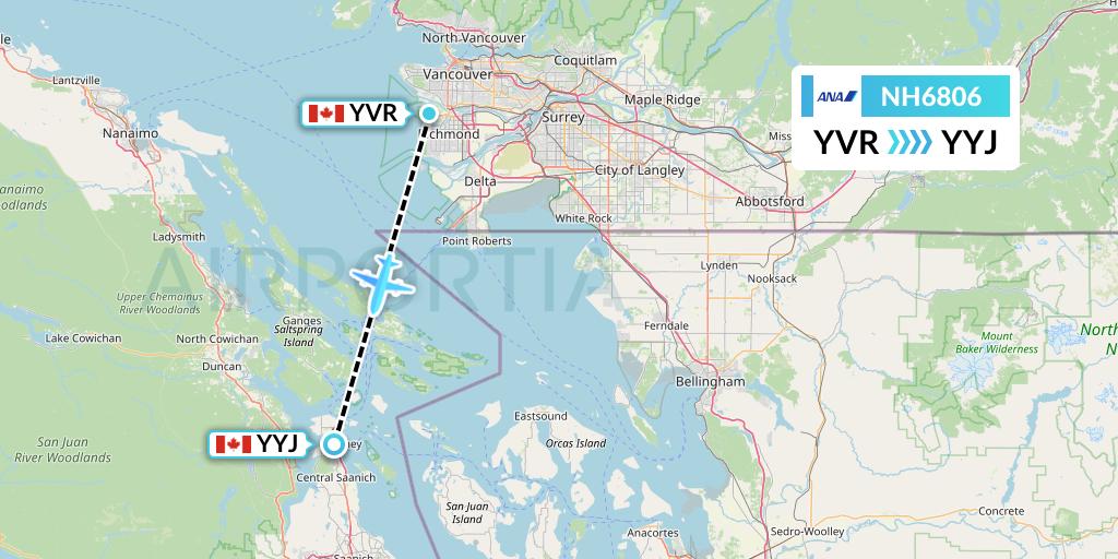 NH6806 All Nippon Airways Flight Map: Vancouver to Victoria