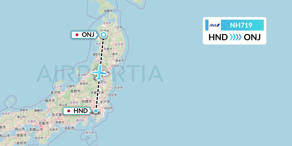 NH719 All Nippon Airways Flight Map: Tokyo to Kitaakita