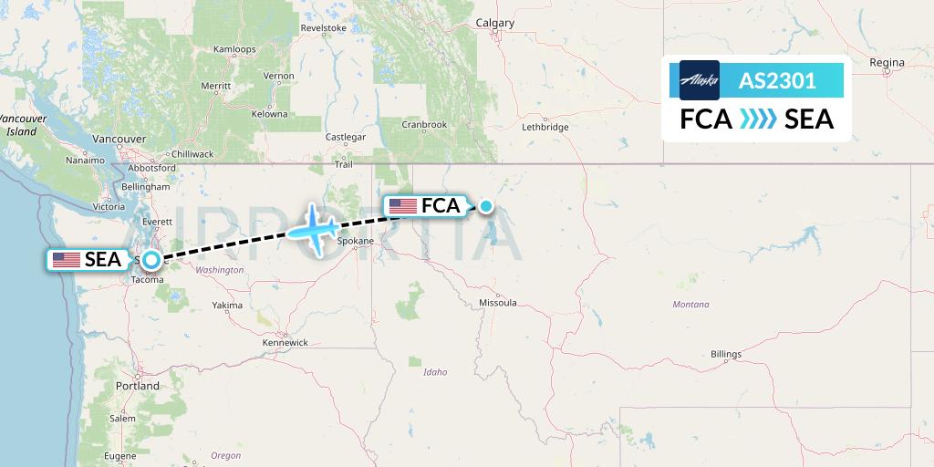 AS2301 Alaska Airlines Flight Map: Kalispell to Seattle