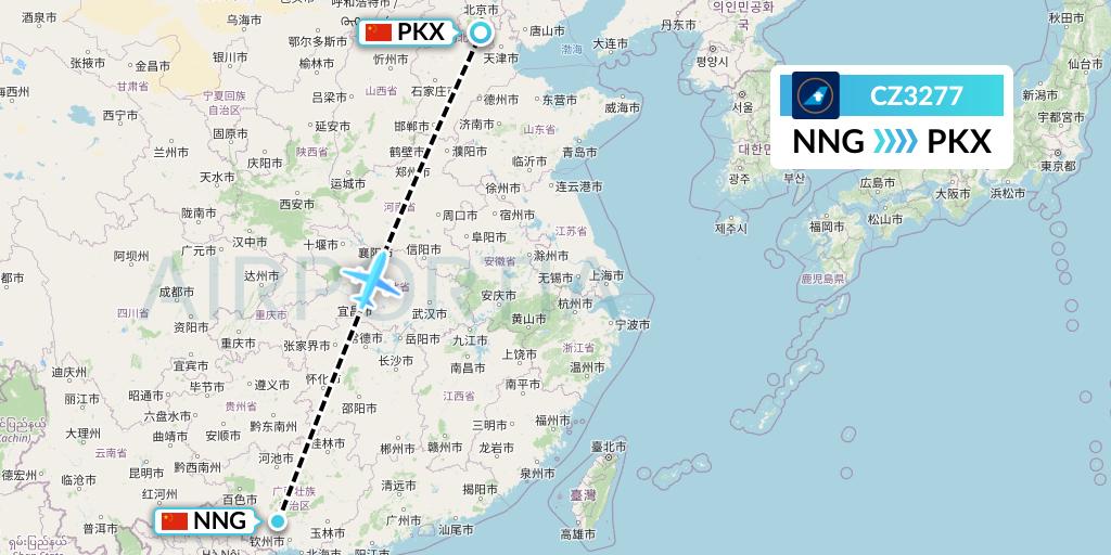 CZ3277 China Southern Airlines Flight Map: Nanning to Beijing