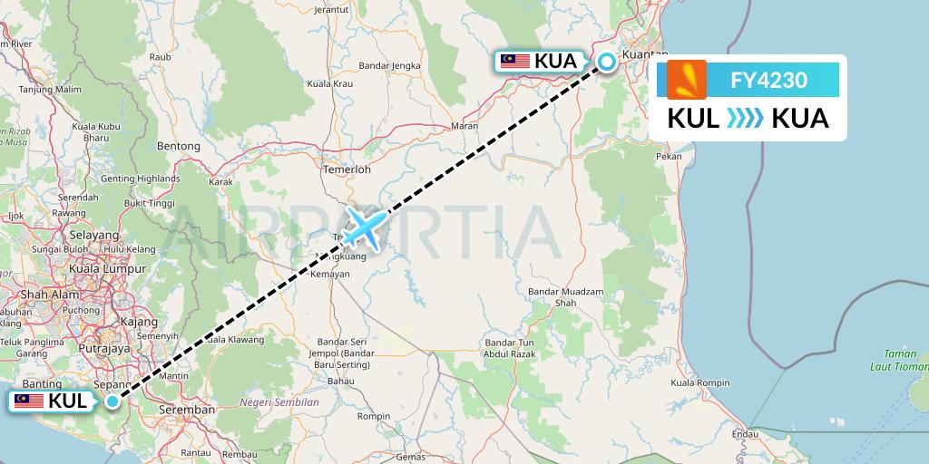 FY4230 Firefly Flight Map: Kuala Lumpur to Kuantan
