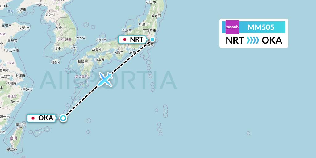 MM505 Peach Aviation Flight Map: Tokyo to Naha