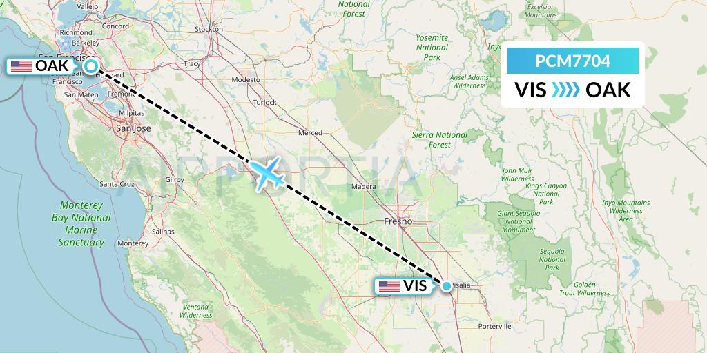 PCM7704 Westair Industries Flight Map: Visalia to Oakland