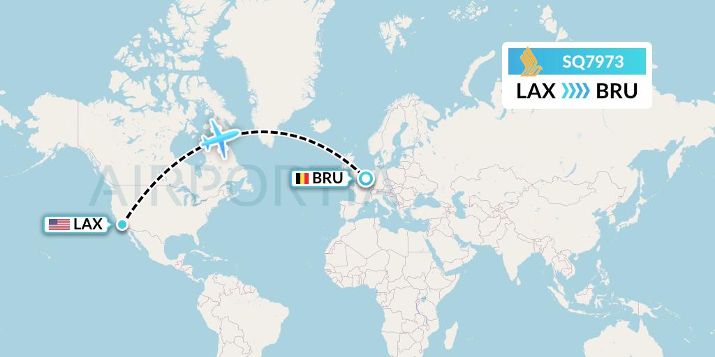 SQ7973 Singapore Airlines Flight Map: Los Angeles to Brussels