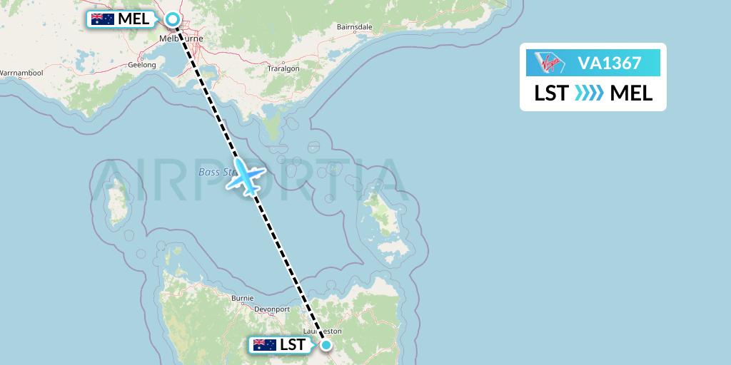 VA1367 Virgin Australia Flight Map: Launceston to Melbourne