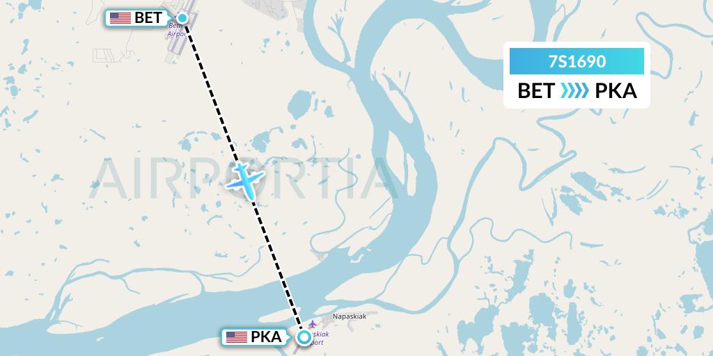 7S1690 Ryan Air (USA) Flight Map: Bethel to Napaskiak