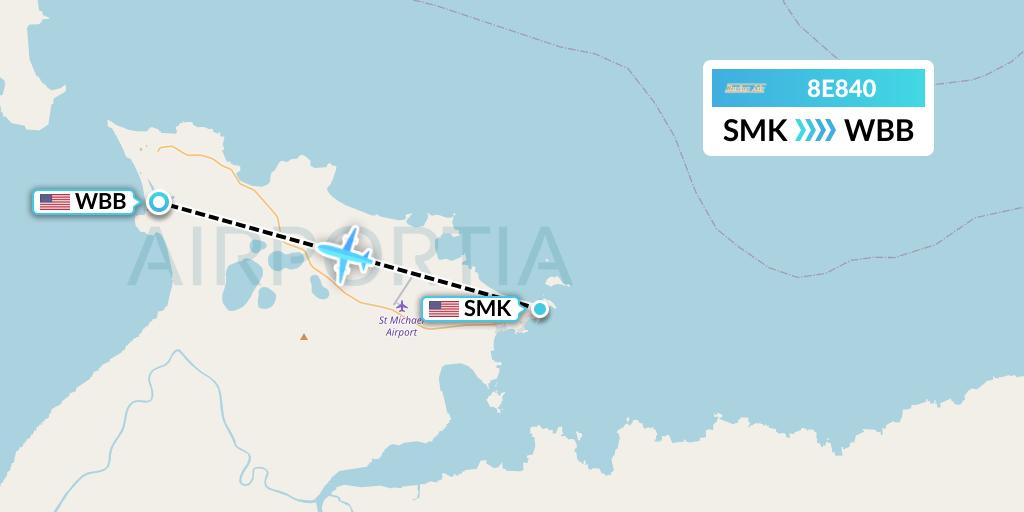 8E840 Bering Air Flight Map: St Michael to Stebbins