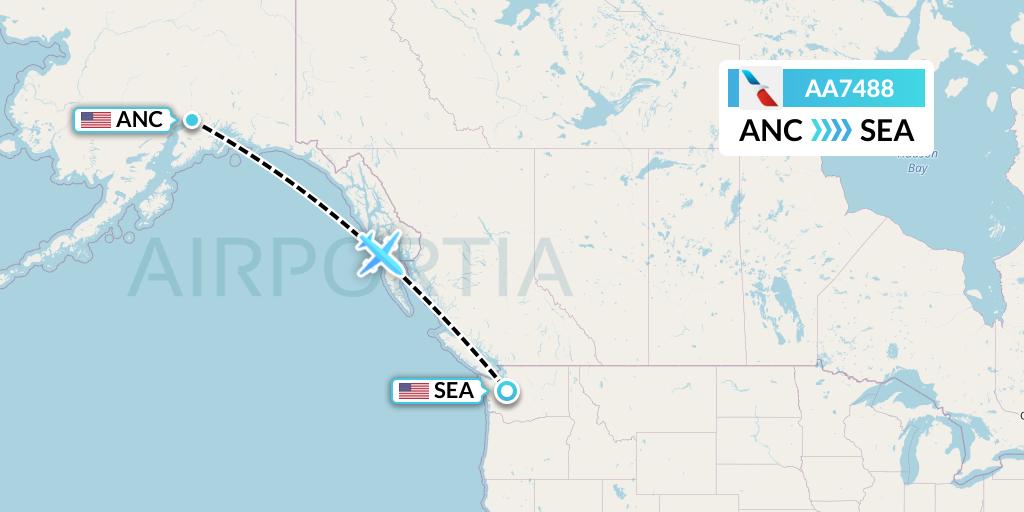 AA7488 American Airlines Flight Map: Anchorage to Seattle