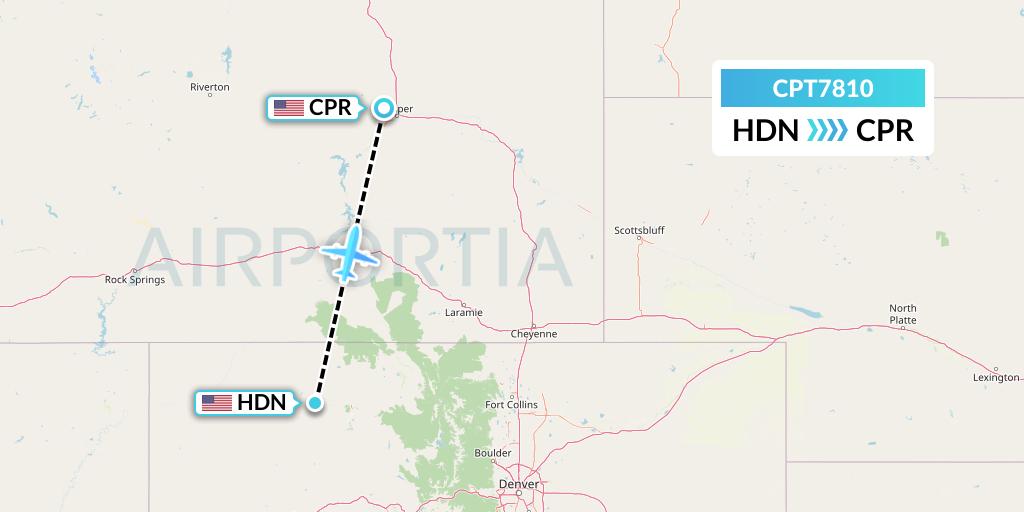 CPT7810 Corporate Air Flight Map: Hayden to Casper
