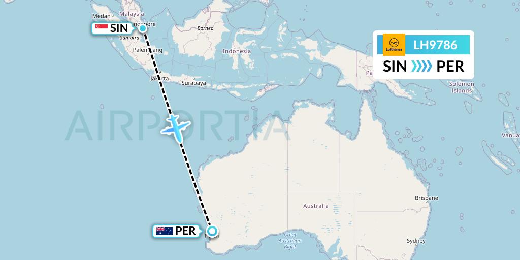LH9786 Lufthansa Flight Map: Singapore to Perth