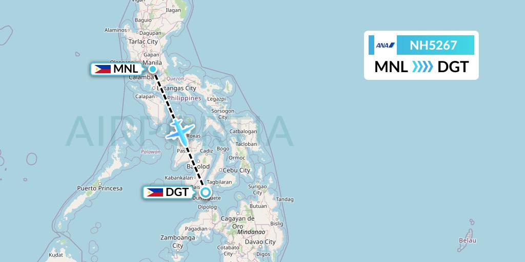 NH5267 All Nippon Airways Flight Map: Manila to Dumaguete City