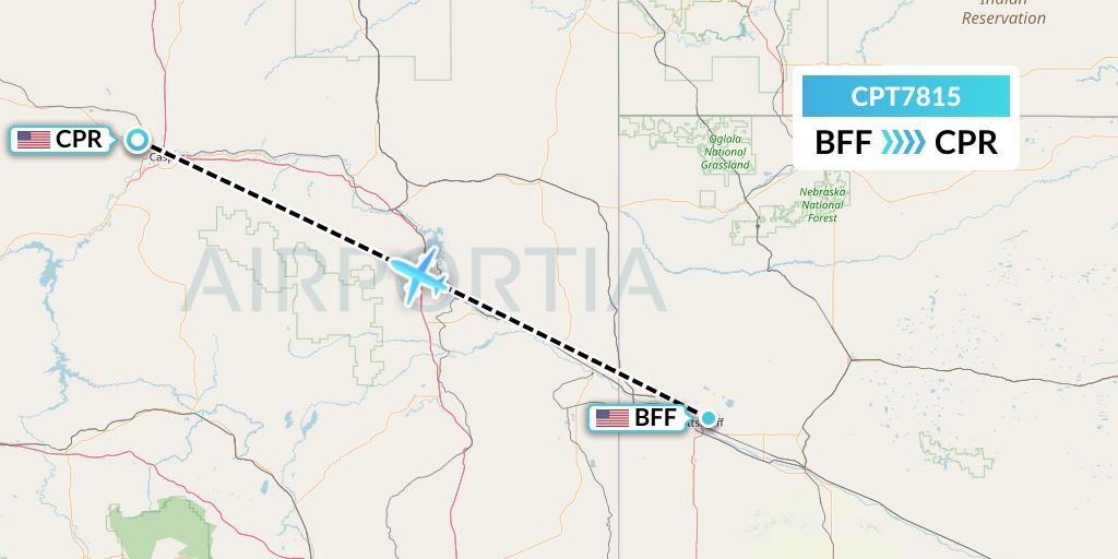 CPT7815 Corporate Air Flight Map: Scottsbluff to Casper