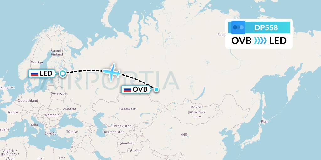 DP558 Pobeda Flight Map: Novosibirsk to St. Petersburg