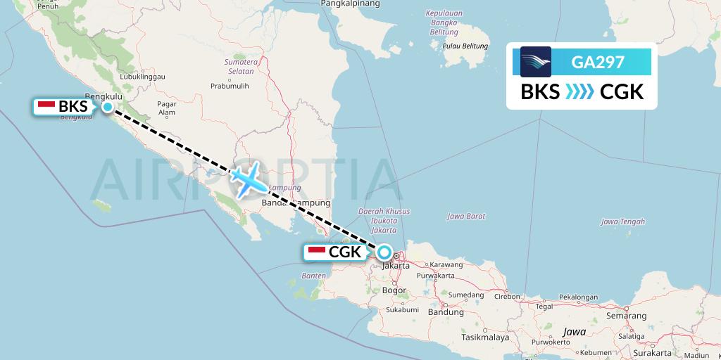 GA297 Garuda Indonesia Flight Map: Bengkulu to Jakarta