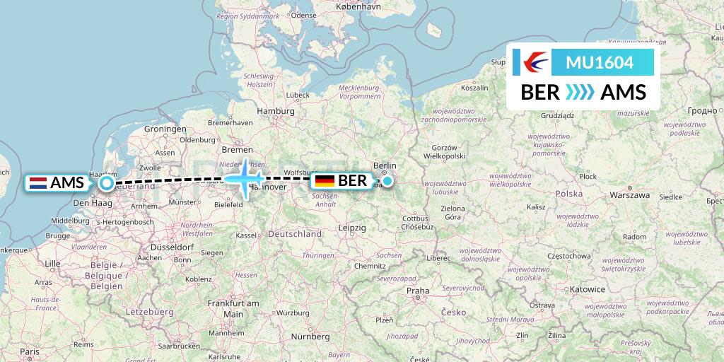MU1604 China Eastern Airlines Flight Map: Berlin to Amsterdam