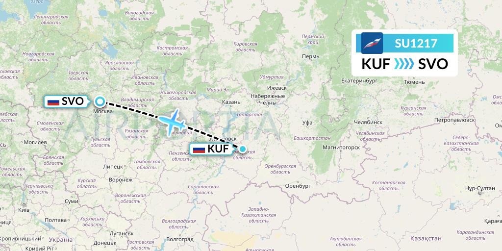 SU1217 Aeroflot Flight Map: Samara to Moscow