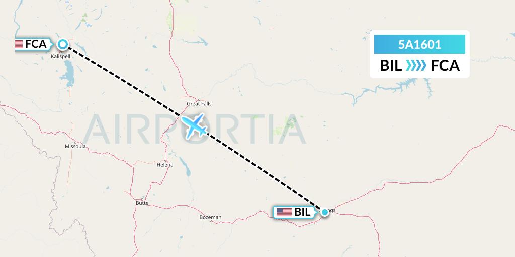 5A1601 Alpine Air Express Flight Map: Billings to Kalispell