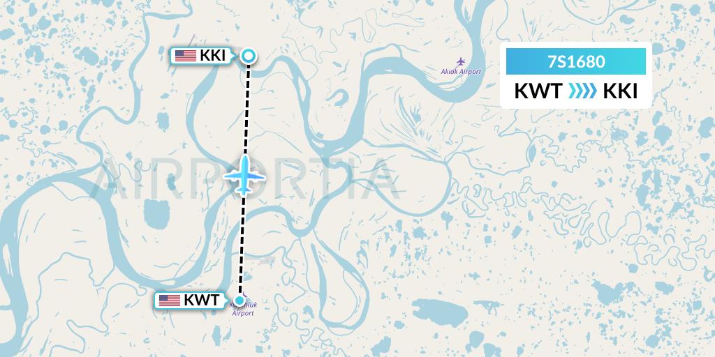 7S1680 Ryan Air (USA) Flight Map: Kwethluk to Akiachak